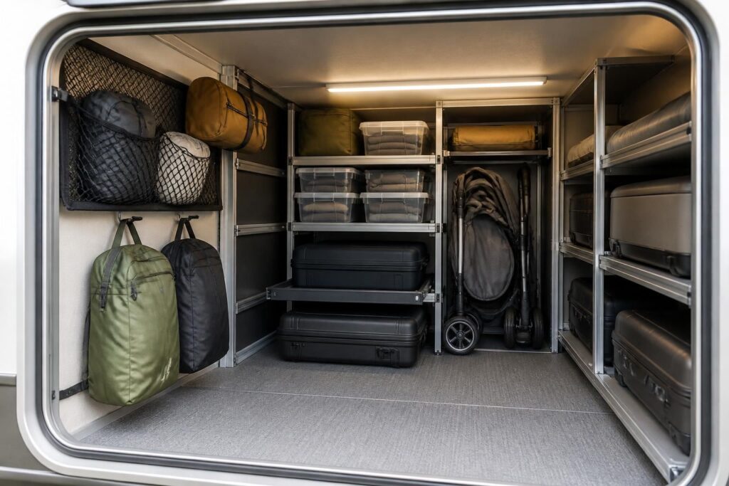 découvrez comment aménager efficacement la soute de votre camping-car pour optimiser l'espace souvent négligé et voyager léger en toute simplicité.